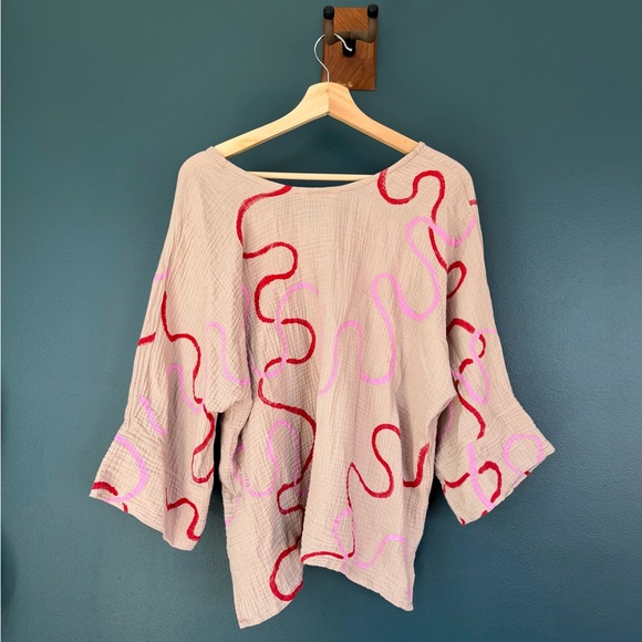 Pamut Hand Painted 3/4 Hanna top - Ribbons - Picture 3 of 4